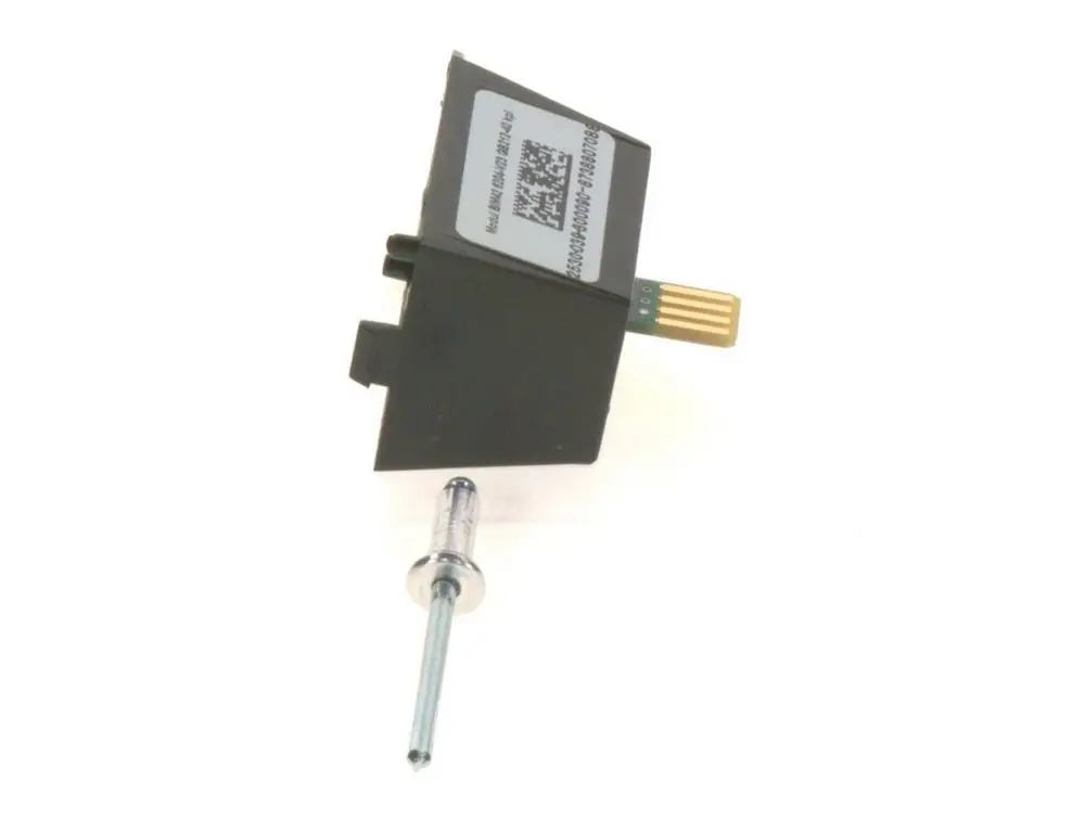 Bosch Modul in kompakter Form mit einem Anschlussstecker und einer Metallbefestigung. Gezeigt ist die Rückseite des Moduls mit einer beschrifteten Fläche.